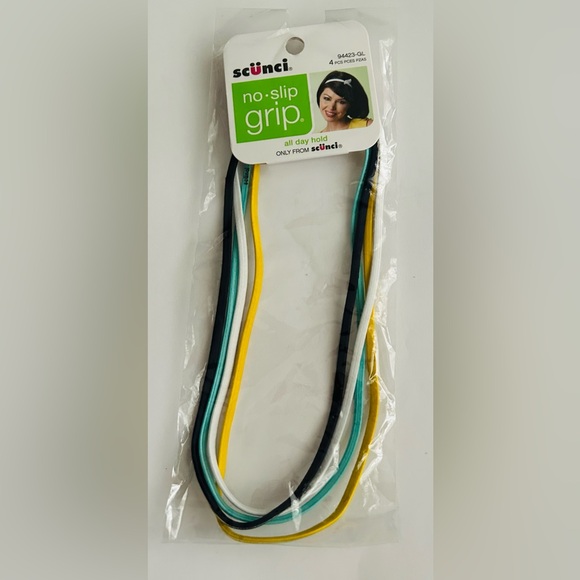 New Scunci 4 No Slip Grip Headbands Styling Clasp-Free Blue Yellow Black White - Picture 1 of 16